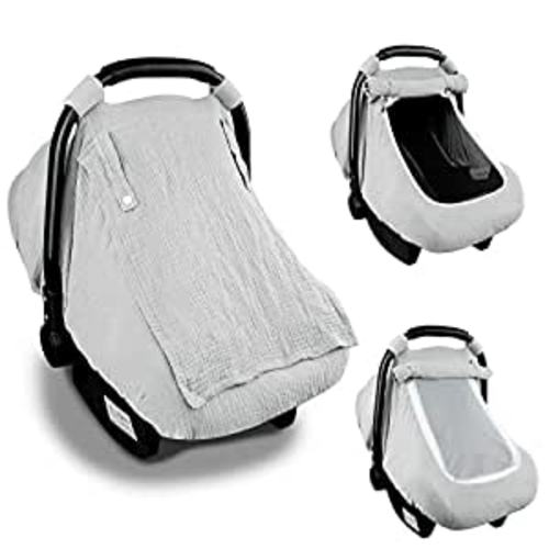 Amazon.com: Muslin Car Seat Covers for Babies, Summer Baby Car Seat Cover for Boys Girls with Breathable Window, Lightweight Infant Car Seat Canopy, Gray : Baby