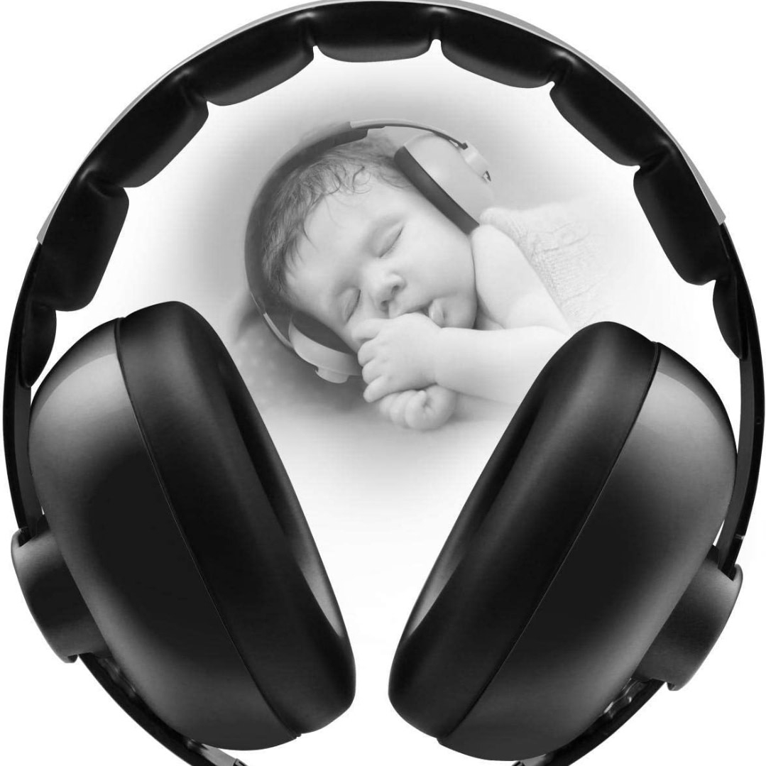 BBTKCARE Baby Headphones Noise Cancelling Headphones for Babies for 3 Months to 2 Years - Black
