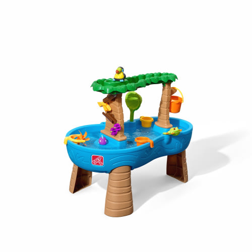 Step2 Kids Outdoor Tropical Rainforest Water Table Playset with Splash Pond & Shower Effect, 13-piece