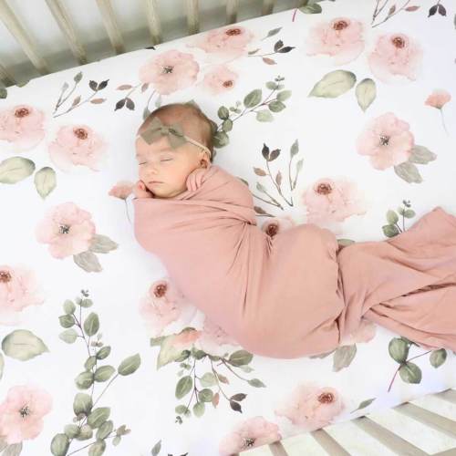Millies Dusty Rose Garden Crib Sheet