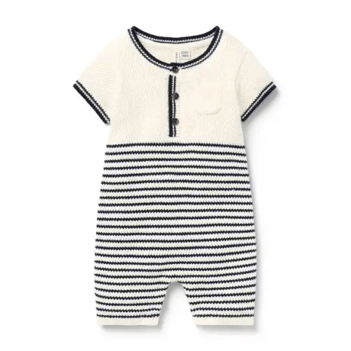 White Stripe Baby Striped Knit Romper by Janie and Jack