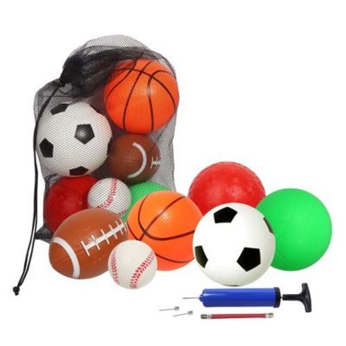 Gse Set Of 6 Sports Balls For Kids, Included 5" Basketball, 5" Volleyball, 5" Soccer Ball, 5" Playground Ball, 6.5" Football & 2.75" Baseball