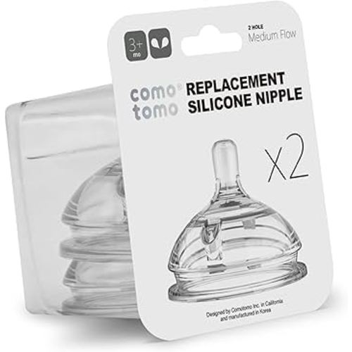 Comotomo Silicone Replacement Nipple, Medium Flow, 3-6 Months, 2 Count