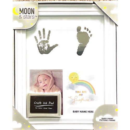 Moon & Stars Baby Picture Frame Hand-Foot Print + Photo Box W/Ink Pad New/Sealed