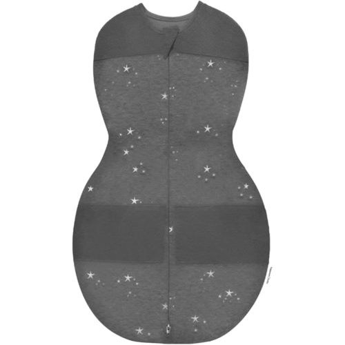 Happiest Baby Sleepea 5-Second Swaddle - 100% Organic Cotton Baby Swaddle Blanket - Doctor Designed Promotes Healthy Hip Development (Charcoal Stars, Small)