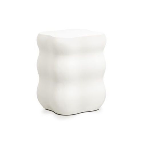 Luxenhome White Mgo Modern Curves Square Side Table