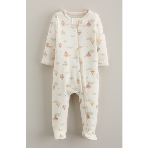 Print Zip Cotton Footie