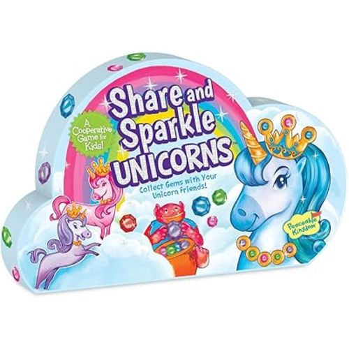 Peaceable Kingdom Share and Sparkle Unicorns Cooperative Strategy Game for Families and Kids Ages 4 & Up