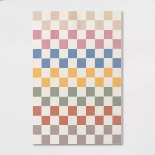 Washable Checkered Area Rug