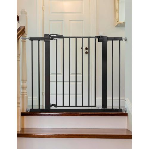 Babelio Baby Gate for Doorways and Stairs, 26-40" Auto Close Dog Gate, Easy-Install Pressure Mounted Satey Door, No Drilling Safety Gate for Child and Pets, Pressguard, Black