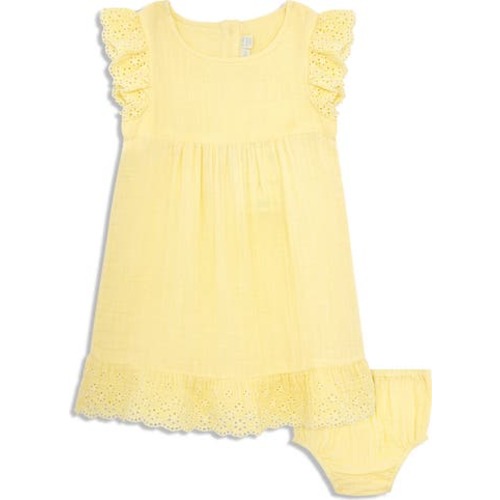 Eyelet Accent Cotton Gauze Dress & Bloomers