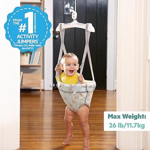 Bright Starts Disney Baby Winnie The Pooh Activity Door Jumper, Once Upon a Bounce, Toy Bar, Melodies & Vibrations, Newborn+