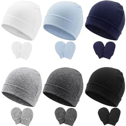 BQUBO Baby Hats and Mittens Infant Cotton Beanie Gloves No Scratch Set Newborn Hospital Hat for Boys Girls