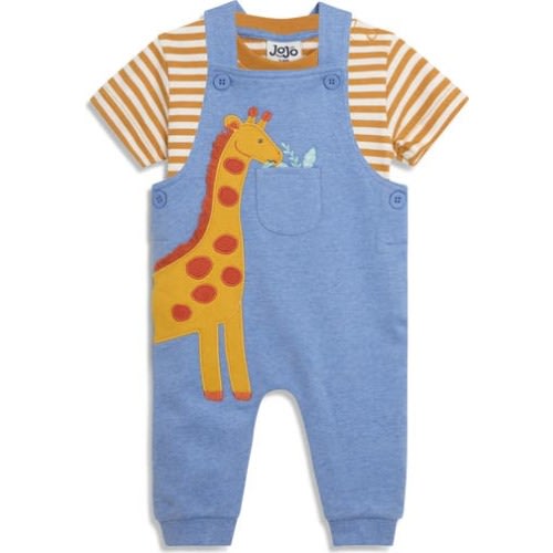 Stripe T-Shirt & Tractor Appliqué Overalls Set, 12-18M