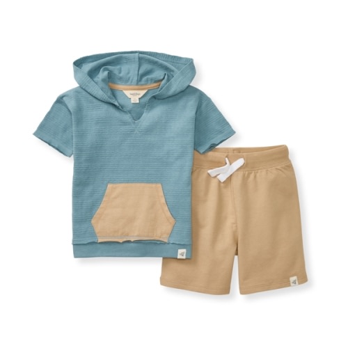 Organic Dotted Jacquard Baby Boy Sweatshirt & Shorts Set
