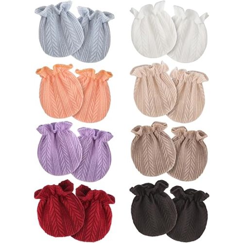 8 Pairs Newborn Baby Mittens No Scratch Wrist Gloves Infant Baby Mittens for Newborn Baby Boy Girl Toddler 0-6 Months
