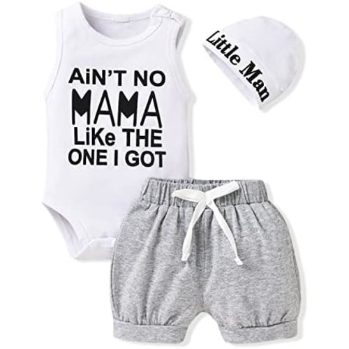 Aalizzwell Baby Boys Summer Clothes Sleeveless Bodysuit Shorts Outfit