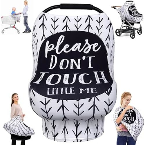 Metplus Breathable Car Seat Cover for Babies, Stretchy Nursing Cover for Breastfeeding, Multi Use Newborn Carrier/Stroller/Shopping Cart, Girl Boy Stroller Cover Gift