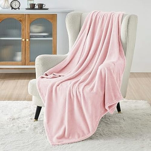 Bedsure GentleSoft Pink Fleece Blanket - 300GSM Soft Lightweight Plush Cozy Blankets for Bed, Sofa, Couch, Travel, Camping, 50x70 inches