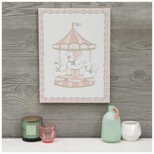 Swan Carousel Canvas Wall Decor