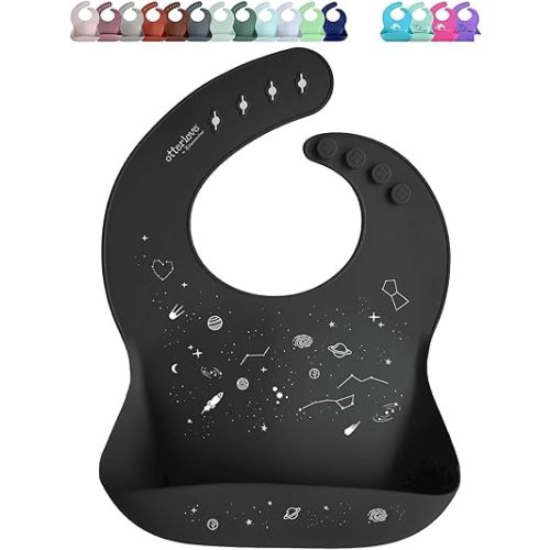 otterlove Silicone Bib – 100% Pure Platinum LFGB Baby Bibs with No Fillers – Wide Food Catching Pocket – Easy Clean – Mess Proof – Dishwasher Safe – BPA and Phthalate Free