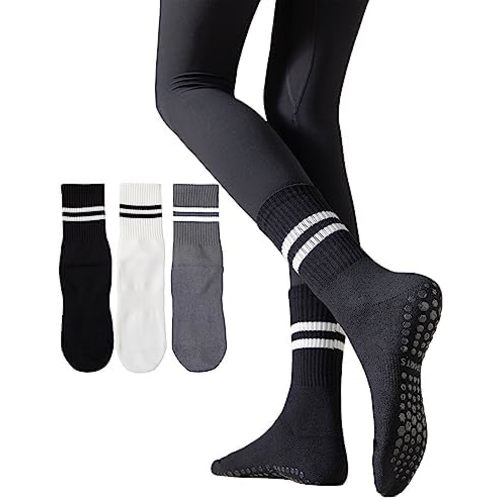 Irisbear Womens Pilates Socks with Grips Non Slip Yoga Socks Barre Gym Athletic Grippy Socks for Women