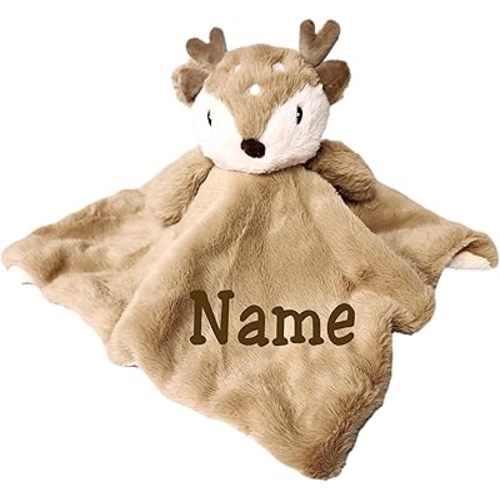 SONA G DESIGNS Personalized Plush Fawn Reindeer Baby Lovey Lovie Security Blanket