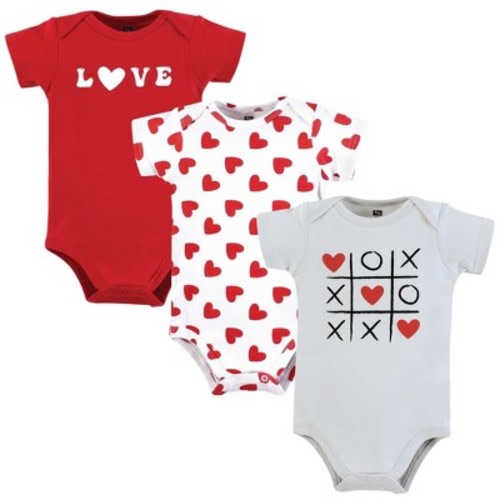 Hudson Baby Infant Girl Cotton Bodysuits, Love Hearts, 9-12 Months