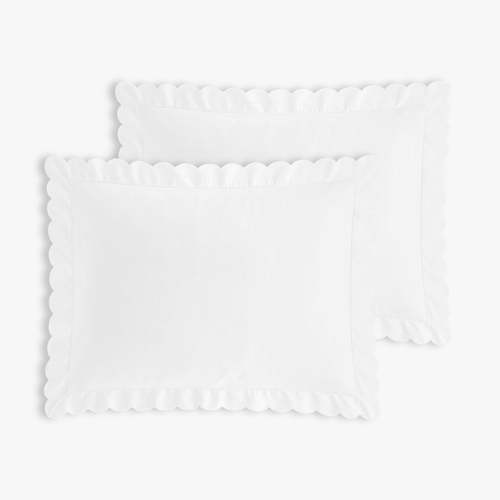 Scalloped Starlight Standard Pillowcase Set - White | Gooselings