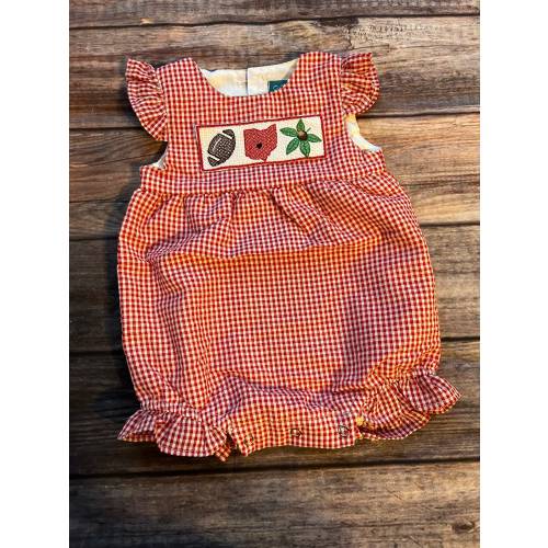 Baby Girl Red Gingham Seersucker Bubble
