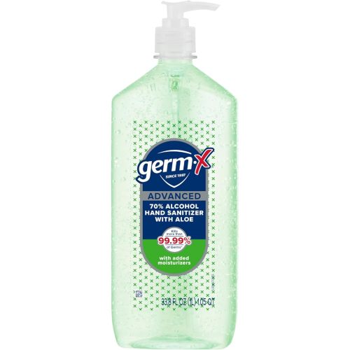 Germ-X Advanced Hand Sanitizer with Aloe and Vitamin E, Non-Drying Moisturizing Gel, Instant and No Rinse Formula, Pump Bottle, 1 Liter