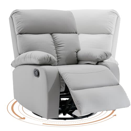 hzlagm Swivel Rocker Recliner, Rocking Recliner Chair, Small Rocker Recliners for Small Spaces, Living Room, Bedroom, Nursery, RV, Light Grey