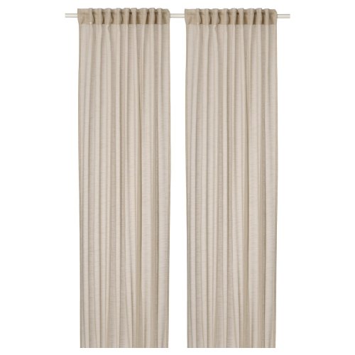 HÄLLEBRÄCKA Sheer curtains, 1 pair - light beige/with heading tape 145x250 cm (57x98 ")