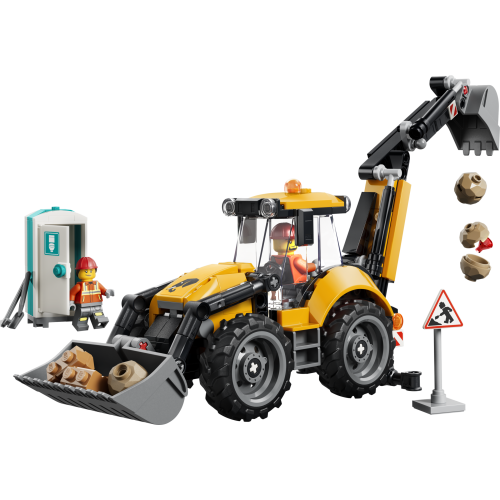 Yellow Backhoe Loader