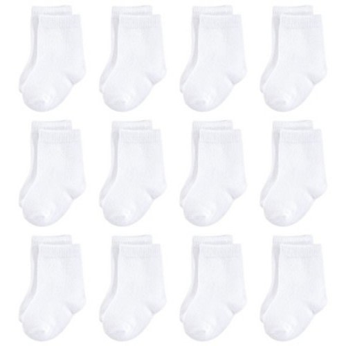 Touched by Nature Baby Unisex Organic Cotton Socks, White 12-Pack, 6-12 Months