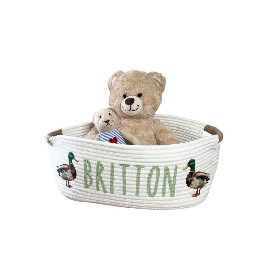 Mallard Duck Preppy Baby Gift Baskets for Boys, Cute Boy Themes for Baby Basket with Name, Baby Shower Gift Baby Boy Gift Personalized