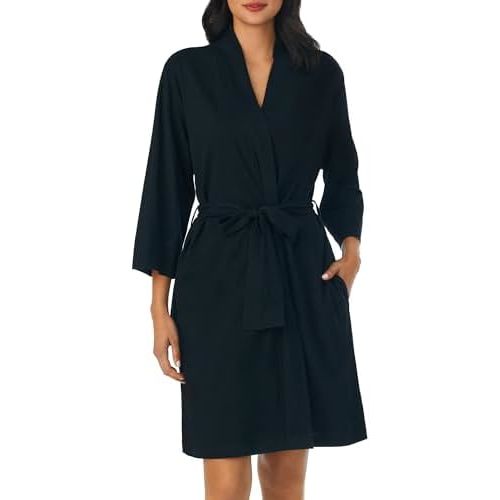 Nautica 100% Cotton 3/4 Sleeve Short Robes Kimono Bathrobe for Women
