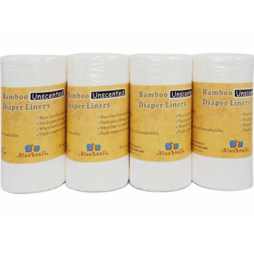 Rayon Unscent Diaper Liners- Fragance Free and Chlorine Free(4PK) 400 Count by BlueSnail(White)