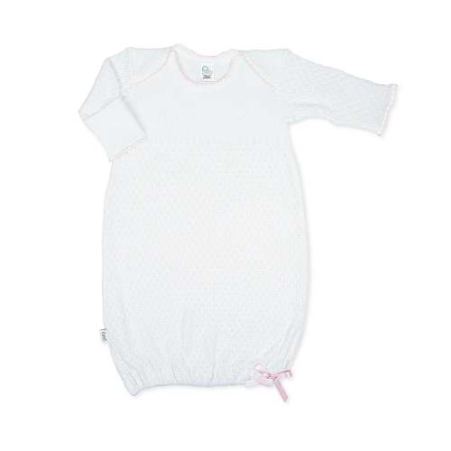 Knit Overlap Shoulder Gown- Pink With Bow