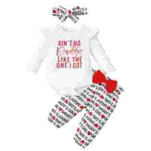 Edvintorg 0-18Months Baby Girl Clothes Fall Winter Clearance Cute Ruffle Long Sleeve Romper Bodysuit Letter Pants Set Birthday Gift Newborn Girl Outfits