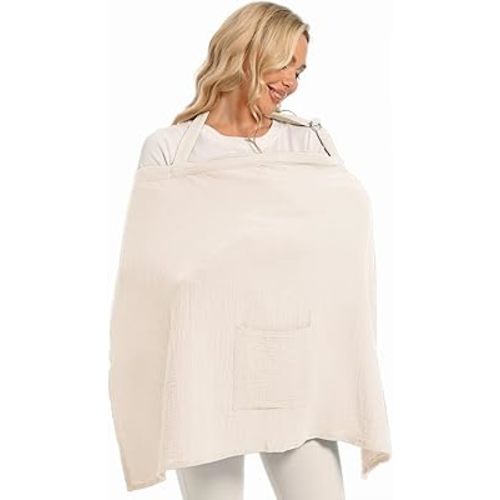 Wimst Muslin Nursing Cover Breastfeeding for Women, Soft and Breathable BreastFeeding Cover with Rigid Hoop for Nursing Apron