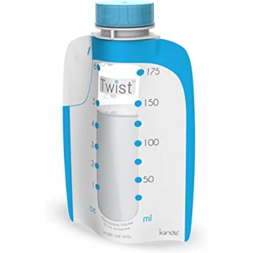 Kiinde Twist Pouch Direct-Pump Direct-Feed Twist Cap Breast Milk Storage Bags for Pumping, Freezing, Heating and Feeding, Pre-Sterilized, 6 Ounce, pack of 80