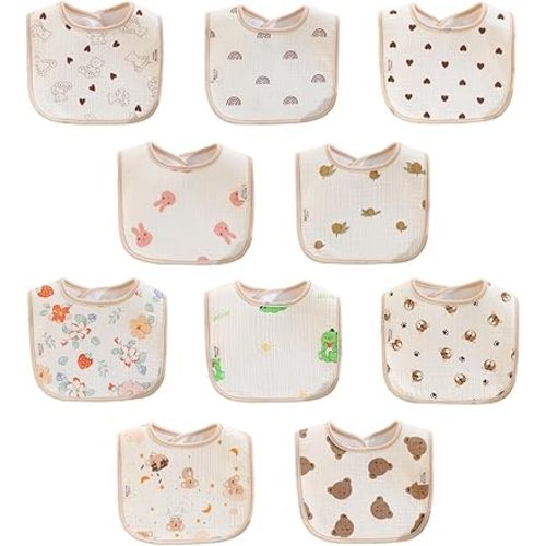 Baby Bandana Bibs, 6 Pack Waterproof Toddler Bib,Soft Cotton Absorbent Baby Bibs for Eating,Drooling,Teething