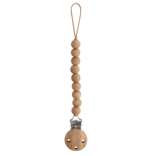 Silicone Pacifier Clip | Faux Wood
