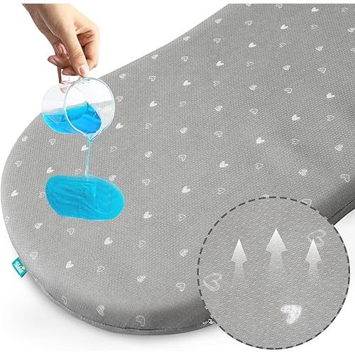 Bassinet Mattress Pad 18" x 30", Compatible with Halo Bassinest Swivel, Flex, Glide, Premiere & Luxe Series Sleeper, Waterproof Breathable Soft Baby Foam with Removable Zippered Cover, Grey