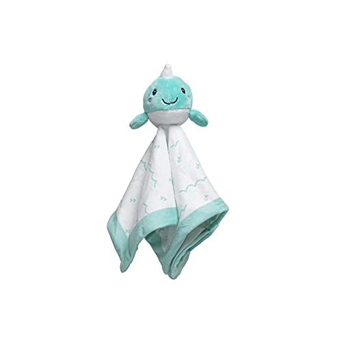 Pearhead Narwhal Security Blanket, Soft Baby Lovey for Babies, Snuggle Toy Stuffed Animal, Newborn Infant and Toddler Security Toy, Baby Boy or Baby Girl Lovie, New Baby Gift, Blue Whale Lovey