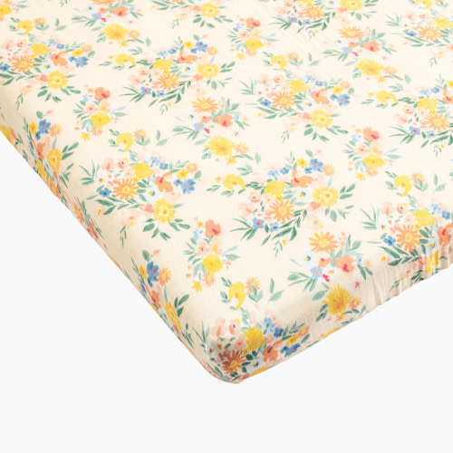 Loulou Lollipop Cotton & Bamboo Fitted Crib Sheet - Floral Bouquet