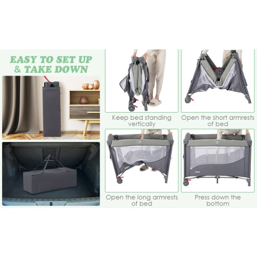 INFANS Pack and Play, 5 in 1 Baby Bedside Sleeper with Bassinet, Diape – Infansbaby