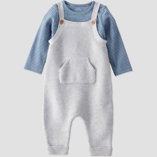 Little Planet By Carter's Organic Baby Boys' 2pc Sweater Overalls Set - Blue 12M