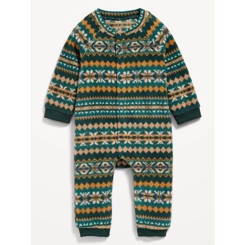 Printed Microfleece Button Front One-Piece for Baby